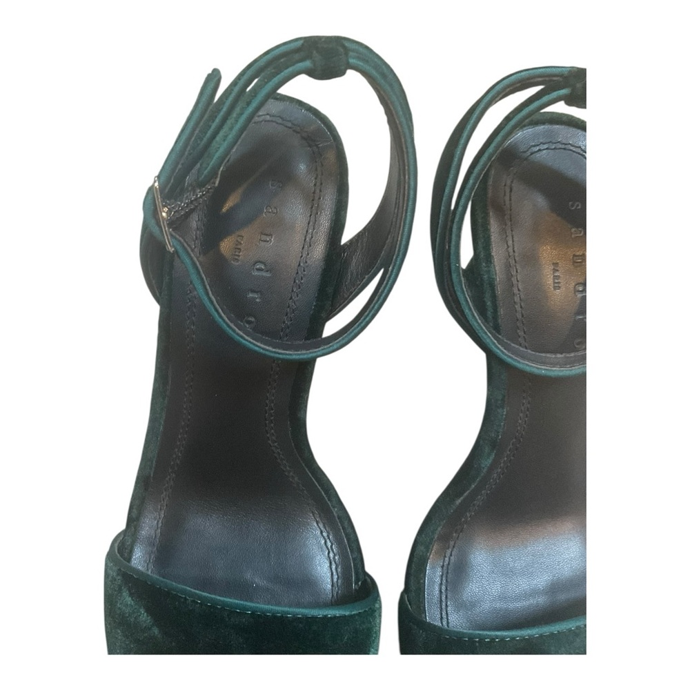Sandro Dark Green Velvet Heels - Picture 4 of 15